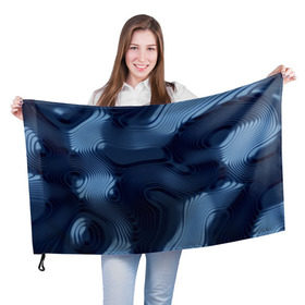 Флаг 3D с принтом Lullaby blue в Курске, 100% полиэстер | плотность ткани — 95 г/м2, размер — 67 х 109 см. Принт наносится с одной стороны | волны | синий | темный