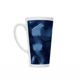 Кружка Латте с принтом Lullaby blue в Курске, Белая керамика | Объем 480 мл; Высота 150 мм; Диаметр 90 мм | волны | синий | темный
