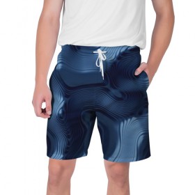 Мужские шорты 3D с принтом Lullaby blue в Курске,  полиэстер 100% | прямой крой, два кармана без застежек по бокам. Мягкая трикотажная резинка на поясе, внутри которой широкие завязки. Длина чуть выше колен | волны | синий | темный