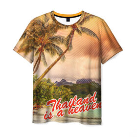 Мужская футболка 3D с принтом Тайланд - это рай в Курске, 100% полиэфир | прямой крой, круглый вырез горловины, длина до линии бедер | Тематика изображения на принте: море | океан | пальмы | тайланд