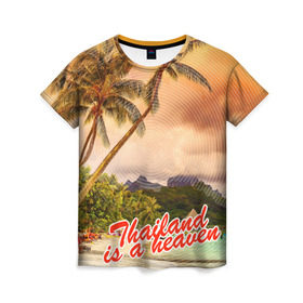Женская футболка 3D с принтом Тайланд - это рай в Курске, 100% полиэфир ( синтетическое хлопкоподобное полотно) | прямой крой, круглый вырез горловины, длина до линии бедер | море | океан | пальмы | тайланд