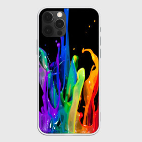 Чехол для iPhone 12 Pro Max с принтом Краски в Курске, Силикон |  | background | black | bright | paint | rainbow | spectrum | splash | spray | брызги | всплеск | краски | радуга | спектр | фон | черный | яркие