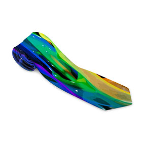 Галстук 3D с принтом Краски в Курске, 100% полиэстер | Длина 148 см; Плотность 150-180 г/м2 | background | black | bright | paint | rainbow | spectrum | splash | spray | брызги | всплеск | краски | радуга | спектр | фон | черный | яркие