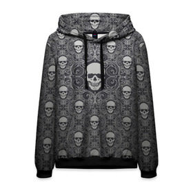 Мужская толстовка 3D с принтом Black Milk - Skulls - Черепа в Курске, 100% полиэстер | двухслойный капюшон со шнурком для регулировки, мягкие манжеты на рукавах и по низу толстовки, спереди карман-кенгуру с мягким внутренним слоем. | black milk | metall | pattern | rock | skulls | патерн | узор | череп | черепа | черная