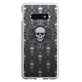 Чехол для Samsung S10E с принтом Black Milk - Skulls - Черепа в Курске, Силикон | Область печати: задняя сторона чехла, без боковых панелей | black milk | metall | pattern | rock | skulls | патерн | узор | череп | черепа | черная