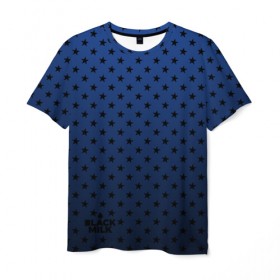 Мужская футболка 3D с принтом Black Milk Blue Stars в Курске, 100% полиэфир | прямой крой, круглый вырез горловины, длина до линии бедер | blue | star | stars | звёздная | звезды | синие звезды