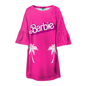 Детское платье 3D с принтом Barbie пальмы в Курске, 100% полиэстер | прямой силуэт, чуть расширенный к низу. Круглая горловина, на рукавах — воланы | Тематика изображения на принте: badgirl | barbie | beach party | beaches | bride | crew | girl | girlfriends | henparty | pink | power | princess | real girls | superbride | team | девичник | для влюбленных | для подруг | замуж | море | невеста | отдых | пляж | пляжная вечеринка | подру