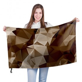 Флаг 3D с принтом Brown geometry в Курске, 100% полиэстер | плотность ткани — 95 г/м2, размер — 67 х 109 см. Принт наносится с одной стороны | abstraction | геометрия | грани | полигоны | текстура | треугольники