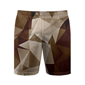 Мужские шорты 3D спортивные с принтом Brown geometry в Курске,  |  | Тематика изображения на принте: abstraction | геометрия | грани | полигоны | текстура | треугольники