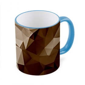 Кружка 3D с принтом Brown geometry в Курске, керамика | ёмкость 330 мл | Тематика изображения на принте: abstraction | геометрия | грани | полигоны | текстура | треугольники