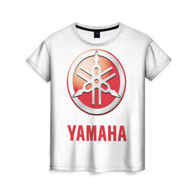 Женская футболка 3D с принтом Yamaha в Курске, 100% полиэфир ( синтетическое хлопкоподобное полотно) | прямой крой, круглый вырез горловины, длина до линии бедер | brand | car | japanese | logo | motorcycle | sign | yamaha | автомобиль | знак | логотип | марка | мотоцикл | ямаха | японская