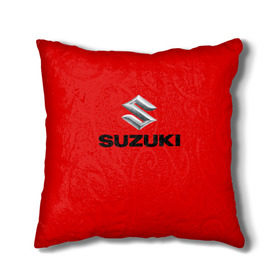 Подушка 3D с принтом Suzuki в Курске, наволочка – 100% полиэстер, наполнитель – холлофайбер (легкий наполнитель, не вызывает аллергию). | состоит из подушки и наволочки. Наволочка на молнии, легко снимается для стирки | марка | машина | сузуки | япония