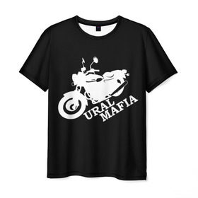 Мужская футболка 3D с принтом Ural mafia в Курске, 100% полиэфир | прямой крой, круглый вырез горловины, длина до линии бедер | brand | logo | motorcycle | sign | ural mafia | знак | логотип | марка | мафия | мотоцикл | урал