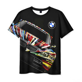 Мужская футболка 3D с принтом BMW в Курске, 100% полиэфир | прямой крой, круглый вырез горловины, длина до линии бедер | bmw | авто | бмв | магина | марка