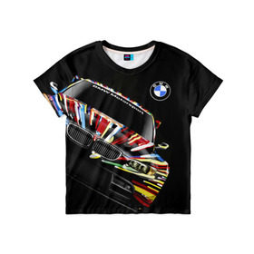 Детская футболка 3D с принтом BMW в Курске, 100% гипоаллергенный полиэфир | прямой крой, круглый вырез горловины, длина до линии бедер, чуть спущенное плечо, ткань немного тянется | bmw | авто | бмв | магина | марка