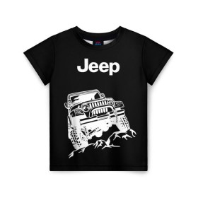 Детская футболка 3D с принтом Jeep в Курске, 100% гипоаллергенный полиэфир | прямой крой, круглый вырез горловины, длина до линии бедер, чуть спущенное плечо, ткань немного тянется | автомобиль | джип | марка | машина