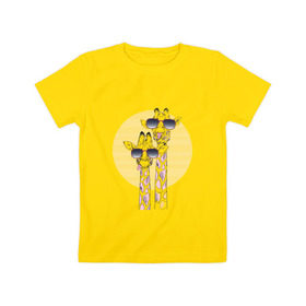Детская футболка хлопок с принтом Жирафики в Курске, 100% хлопок | круглый вырез горловины, полуприлегающий силуэт, длина до линии бедер | Тематика изображения на принте: 