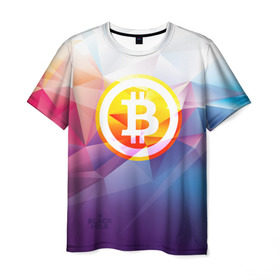 Мужская футболка 3D с принтом Биткоин - Bitcoin Geometria в Курске, 100% полиэфир | прямой крой, круглый вырез горловины, длина до линии бедер | bitcoin | coin | crypto | geometria | polygon | биткоин | геометрия | коин | криптовалюта | полигон