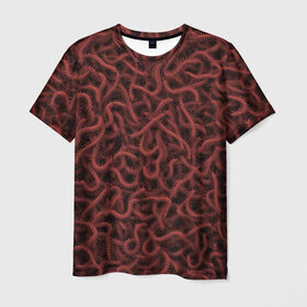 Мужская футболка 3D с принтом Сколопендры в Курске, 100% полиэфир | прямой крой, круглый вырез горловины, длина до линии бедер | centipede | многоножка | насекомые | паттерн | сколопендра | сороконожка | текстура