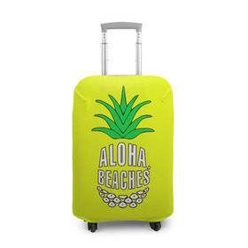 Чехол для чемодана 3D с принтом Aloha, Beaches! в Курске, 86% полиэфир, 14% спандекс | двустороннее нанесение принта, прорези для ручек и колес | aloha | beaches | bride | ананас | девичник | невеста | пляж | пляжная вечеринка | тропики | фрукты