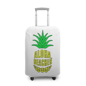 Чехол для чемодана 3D с принтом Aloha, Beachess в Курске, 86% полиэфир, 14% спандекс | двустороннее нанесение принта, прорези для ручек и колес | aloha | beaches | bride | ананас | девичник | невеста | пляж | пляжная вечеринка | тропики | фрукты