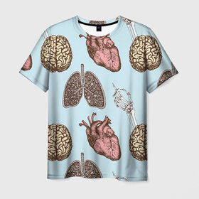 Мужская футболка 3D с принтом Органы в Курске, 100% полиэфир | прямой крой, круглый вырез горловины, длина до линии бедер | Тематика изображения на принте: doctor | врач | доктор | кости | кость | легкие | медик | медицина | мозг | орган | органы | сердце | скелет