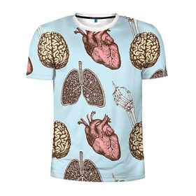 Мужская футболка 3D спортивная с принтом Органы в Курске, 100% полиэстер с улучшенными характеристиками | приталенный силуэт, круглая горловина, широкие плечи, сужается к линии бедра | doctor | врач | доктор | кости | кость | легкие | медик | медицина | мозг | орган | органы | сердце | скелет