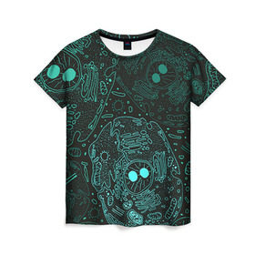 Женская футболка 3D с принтом Клетки в Курске, 100% полиэфир ( синтетическое хлопкоподобное полотно) | прямой крой, круглый вырез горловины, длина до линии бедер | doctor | биология | врач | деление | доктор | клетки | медик | медицина