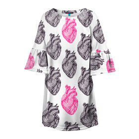 Детское платье 3D с принтом Сердца 1 в Курске, 100% полиэстер | прямой силуэт, чуть расширенный к низу. Круглая горловина, на рукавах — воланы | doctor | врач | доктор | медик | медицина | орган | органы | сердца | сердце