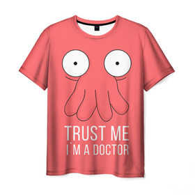 Мужская футболка 3D с принтом Доктор в Курске, 100% полиэфир | прямой крой, круглый вырез горловины, длина до линии бедер | Тематика изображения на принте: doctor | futurama | trust me | верь мне | врач | доктор | зойдберг | медик | медицина | футурама