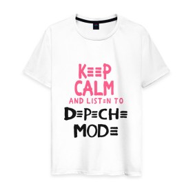 Мужская футболка хлопок с принтом Keep Calm and listen to DM в Курске, 100% хлопок | прямой крой, круглый вырез горловины, длина до линии бедер, слегка спущенное плечо. | Тематика изображения на принте: music