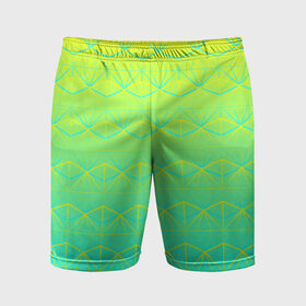 Мужские шорты 3D спортивные с принтом Летний бриз в Курске,  |  | Тематика изображения на принте: summer | градиент | желтый | зеленый | лето | синий | узор