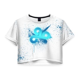 Женская футболка 3D укороченная с принтом cs:go - Cloud9 (White collection) в Курске, 100% полиэстер | круглая горловина, длина футболки до линии талии, рукава с отворотами | 0x000000123 | cloud9 | cs go | white | кс го