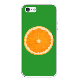 Чехол для iPhone 5/5S матовый с принтом Низкополигональный апельсин в Курске, Силикон | Область печати: задняя сторона чехла, без боковых панелей | lowpoly | polygonal | апельсин | зеленый | оранджевый | полигон | полигональный | полигоны | яркий