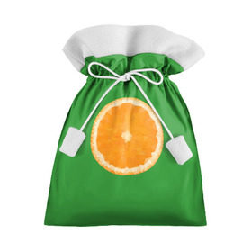 Подарочный 3D мешок с принтом Низкополигональный апельсин в Курске, 100% полиэстер | Размер: 29*39 см | lowpoly | polygonal | апельсин | зеленый | оранджевый | полигон | полигональный | полигоны | яркий