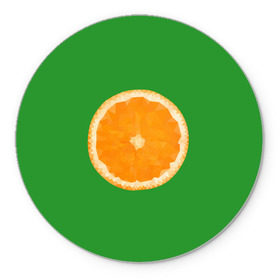 Коврик круглый с принтом Низкополигональный апельсин в Курске, резина и полиэстер | круглая форма, изображение наносится на всю лицевую часть | lowpoly | polygonal | апельсин | зеленый | оранджевый | полигон | полигональный | полигоны | яркий