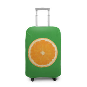 Чехол для чемодана 3D с принтом Низкополигональный апельсин в Курске, 86% полиэфир, 14% спандекс | двустороннее нанесение принта, прорези для ручек и колес | lowpoly | polygonal | апельсин | зеленый | оранджевый | полигон | полигональный | полигоны | яркий