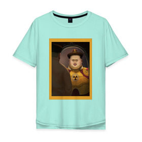 Мужская футболка хлопок Oversize с принтом Счастливый Ким в Курске, 100% хлопок | свободный крой, круглый ворот, “спинка” длиннее передней части | Тематика изображения на принте: ким чен ын | северная корея