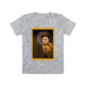 Детская футболка хлопок с принтом Счастливый Ким в Курске, 100% хлопок | круглый вырез горловины, полуприлегающий силуэт, длина до линии бедер | Тематика изображения на принте: ким чен ын | северная корея