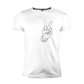 Мужская футболка премиум с принтом Недофак в Курске, 92% хлопок, 8% лайкра | приталенный силуэт, круглый вырез ворота, длина до линии бедра, короткий рукав | v | виктори | пис | средний палец