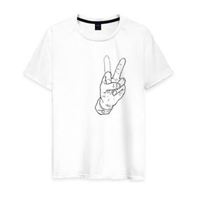 Мужская футболка хлопок с принтом Недофак в Курске, 100% хлопок | прямой крой, круглый вырез горловины, длина до линии бедер, слегка спущенное плечо. | v | виктори | пис | средний палец