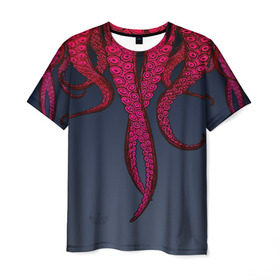 Мужская футболка 3D с принтом Щупальцы Осьминога в Курске, 100% полиэфир | прямой крой, круглый вырез горловины, длина до линии бедер | кальмар | осьминог | щупальца