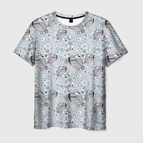 Мужская футболка 3D с принтом Совы в Курске, 100% полиэфир | прямой крой, круглый вырез горловины, длина до линии бедер | совы