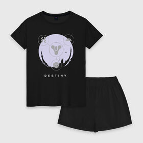 Женская пижама с шортиками хлопок с принтом Planet в Курске, 100% хлопок | футболка прямого кроя, шорты свободные с широкой мягкой резинкой | destiny | destiny 2 | дестени | космос