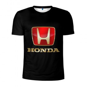 Мужская футболка 3D спортивная с принтом Honda в Курске, 100% полиэстер с улучшенными характеристиками | приталенный силуэт, круглая горловина, широкие плечи, сужается к линии бедра | авот | марка | машина | хонда