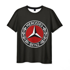 Мужская футболка 3D с принтом Mercedes-Benz в Курске, 100% полиэфир | прямой крой, круглый вырез горловины, длина до линии бедер | car | germany | logo | make | mercedes benz | автомобиль | германия | логотип | марка | мерседес бенц