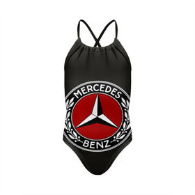 Детский купальник 3D с принтом Mercedes-Benz в Курске, Полиэстер 85%, Спандекс 15% | Слитный крой, подклад по переду изделия, узкие бретели | Тематика изображения на принте: car | germany | logo | make | mercedes benz | автомобиль | германия | логотип | марка | мерседес бенц