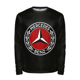 Мужской лонгслив 3D с принтом Mercedes-Benz в Курске, 100% полиэстер | длинные рукава, круглый вырез горловины, полуприлегающий силуэт | car | germany | logo | make | mercedes benz | автомобиль | германия | логотип | марка | мерседес бенц