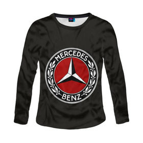Женский лонгслив 3D с принтом Mercedes-Benz в Курске, 100% полиэстер | длинные рукава, круглый вырез горловины, полуприлегающий силуэт | car | germany | logo | make | mercedes benz | автомобиль | германия | логотип | марка | мерседес бенц