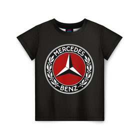 Детская футболка 3D с принтом Mercedes-Benz в Курске, 100% гипоаллергенный полиэфир | прямой крой, круглый вырез горловины, длина до линии бедер, чуть спущенное плечо, ткань немного тянется | car | germany | logo | make | mercedes benz | автомобиль | германия | логотип | марка | мерседес бенц